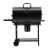Side view of GardenLine charcoal grill and smoker with double shelves, closed lid