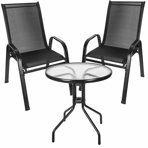 GardenLine black patio furniture set with table and two chairs