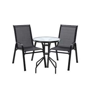 GardenLine Záhradný set nábytku - Stôl + 2 stoličky - čierna 50639985 Záhradné sady