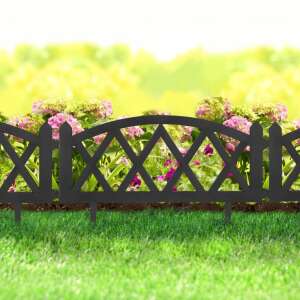 Panou gard margine pat de flori din plastic negru în uz, margine pat de flori - Borduri gradina