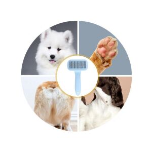 Colaj care arată peria auto-curățare pentru animale de companie în uz pe câini și pisici - Petshop