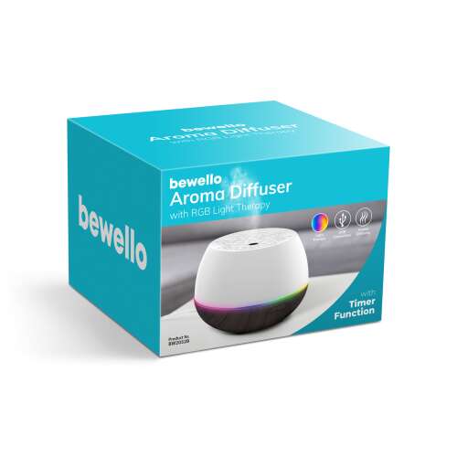 Bewello Aroma Diffúzor RGB fényterápiával, fehér, 160 ml, BW2032B