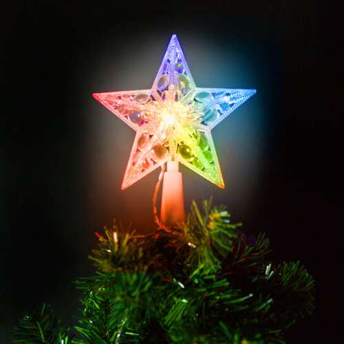 Family Christmas Karácsonyi LED-es csillag csúcsdísz - 10 LED - 15 cm - RGB - 2 x AA - 58034