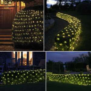 Meleg fehér LED fényháló, 160 LED, 200x100 cm, tökéletes a kert, a terasz vagy az erkély díszítéséhez - Nonbrand Fényfüzér