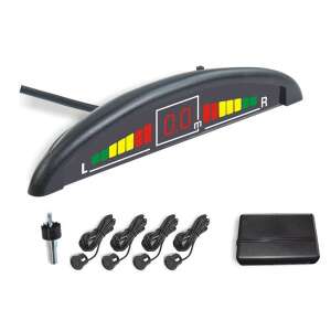 Sprinter Global AD-YYFM-4 Profi tolatóradar 4 ultrahangos érzékelővel, fekete, digitális kijelző, méter és centiméter távolságjelzés, bal és jobb oldali akadály megkülönböztetése, háromszínű távolságjelző, háromfokozatú bí-bí hangjelzés - Tolatóradar