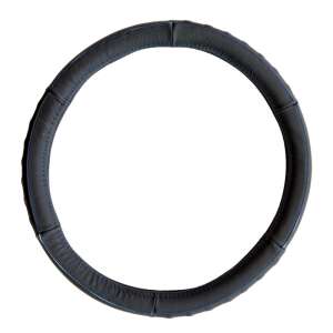 4CARS kormányvédő, fekete bőr kék varrással, 37-39 cm, teljes nézet - Autós kormányhuzat