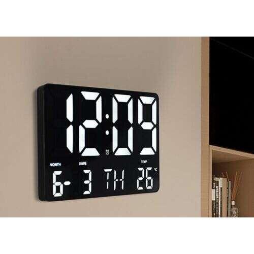 Digitális falióra asztali ébresztőóra naptár hőmérő fehér számlap...