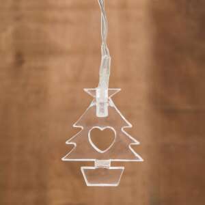 Átlátszó karácsonyfa alakú LED lámpa szív alakú kivágással - Nonbrand Fényfüzér