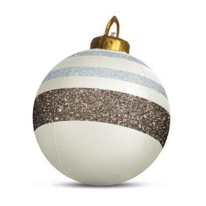 BEWELLO Felfújható óriás karácsonyi gömb RGB LED-es világítással, 60 cm, 38740A, fehér és arany, közeli kép - Bewello