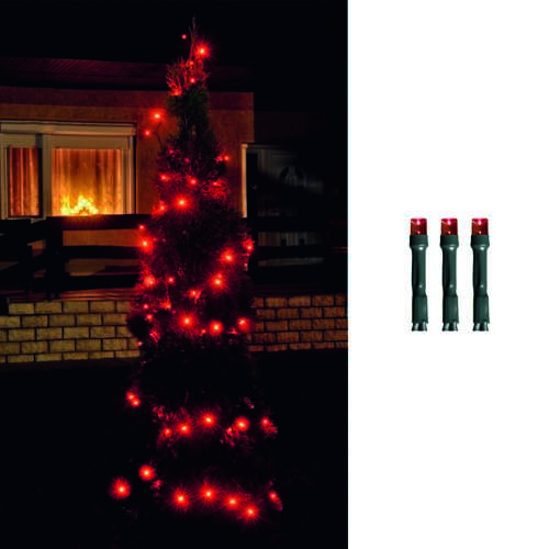 Piros LED karácsonyi fényfüzér, 14 méter hosszú, 8 programmal, IP44, 230V, LED 208/RD - Home
