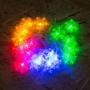Színes hópehely LED fényfüzér, 20 lámpa - Nonbrand Fényfüzér