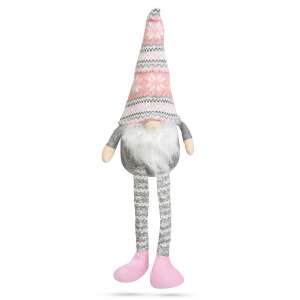Rózsaszín és szürke skandináv manó karácsonyi dísz hosszú lábakkal, 50 cm - Nonbrand Karácsonyi dekoráció