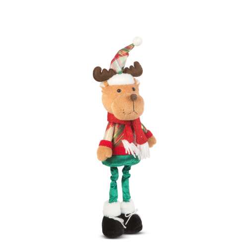 Delight deco karácsonyi rénszarvas álló figura, plüss, piros-zöld kockás, 58 cm magas - Karácsonyi dekoráció