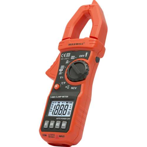 Maxwell True RMS 25611 Digitális lakatfogó, piros, a kijelzőn 1888 látható