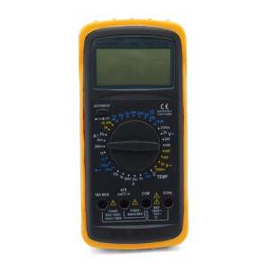 SMA dt-5808 Digitális multiméter, elülső nézet, sárga és fekete, kijelzővel és gombokkal - SMA