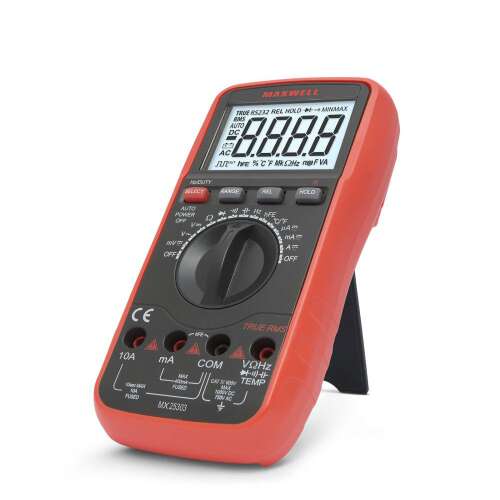 Maxwell MX-25 303 Digitális multiméter hőmérséklet méréssel, TRUE RMS, ferde nézet