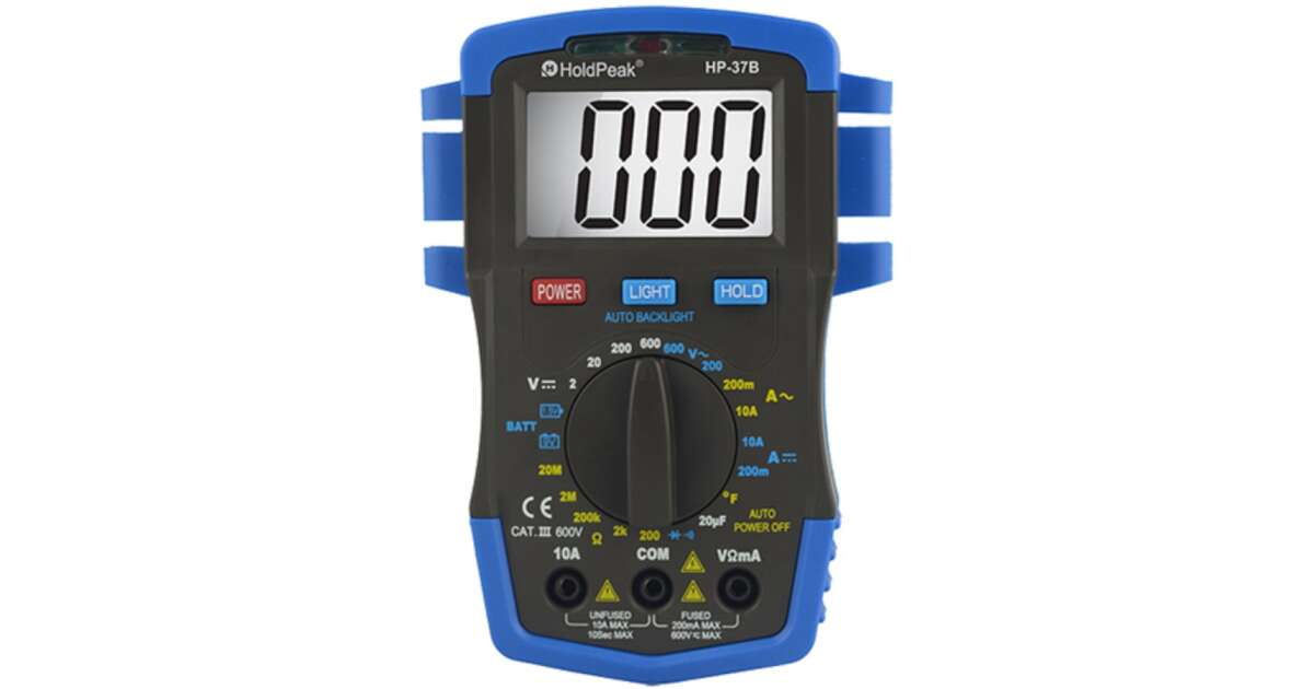 Holdpeak 37B Digitális multiméter, VDC, VAC, ADC, AAC, NCV, ellenállás