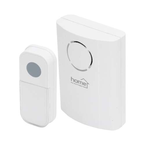 Home DB 108 vezeték nélküli csengő, 100m hatótávolság, fehér, 8 dallam, hangerő szabályozás, IP44 időjárásálló gomb