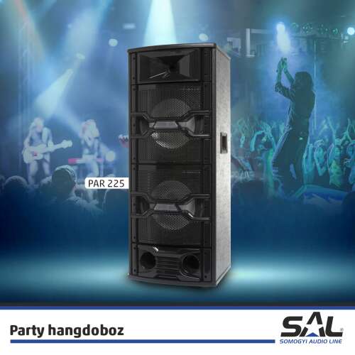 SAL Par 225DJ Nagy teljesítményű DJ hordozható aktív Hangfal - par225dj Vezeték nélküli Mikrofonnal, Bluetooth funkcióval 250w 2x25cm mélynyomó Multimédia party hangdoboz