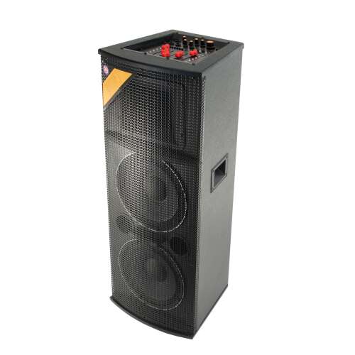 SAL PAX 225B Nagy teljesítményű DJ hordozható aktív Hangfal - 2DB Vezeték nélküli Mikrofonnal, Karaoke Bluetooth hangfal 250w 2x25cm mélynyomó Multimédia party hangdoboz PAX 225B