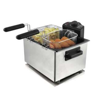 NEDIS Cool Zone mély olajsütő két kosárral, 2x3 literes űrtartalommal, rozsdamentes acél, 3600W - Zurrichberg