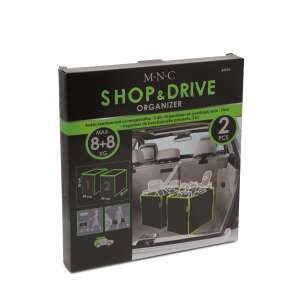 M.N.C. Shop & Drive Organizer, 2 db autós rendszerező, fekete zöld díszítéssel, 25x30x30 cm - MNC