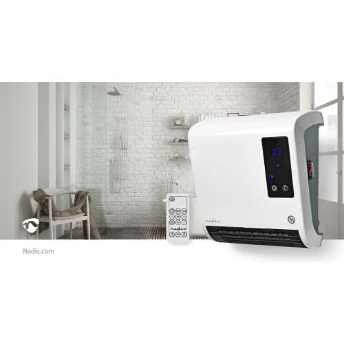 Nedis Fürdőszobai hősugárzó 2000W, állítható termosztát, 2 fűtési mód, IP22, távirányító, fehér, Nedis - HTBA20WT