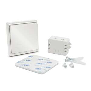 BVILL Kinetic vezeték nélküli kapcsoló, fehér, önálló tápellátású, elem és vezetékezés nélkül, 1000W-ig terhelhető lámpák és készülékek vezérlésére, tartalmazza a szerelési tartozékokat - Villanykapcsoló