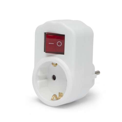Fehér dugalj kapcsolóval, CEE 7/7 dugó, CEE 7/4 aljzat, max. 3500W - Delight