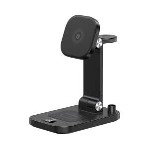 Stație de încărcare wireless XO TK23 4-în-1, neagră, pentru telefon, ceas, căști și Apple Pencil - Încărcătoare wireless