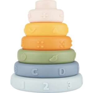 Canpol Szenzorikus Toronyépítő Játék, színes toronygyűrűk babáknak, fejlesztő játék finommotorika, érzékszervi fejlődés és formák, színek megismeréséhez - Canpol babies