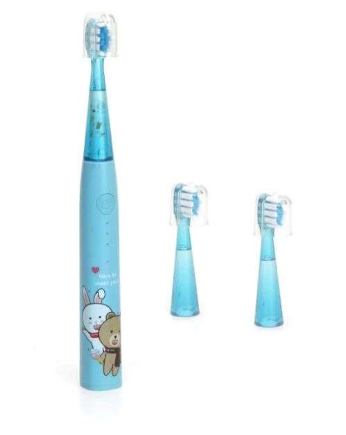 Gyerek elektromos, szónikus fogkefe, 6 üzemmód + 3fej USB töltés - Kék