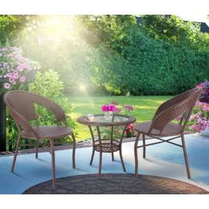 Balkónová súprava Jumi Saturn z dvojitého ratanu - stôl + 2 stoličky #brown