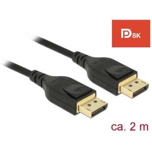 Delock DisplayPort cable 8K 60Hz 2m DP 8K certified, black cable with gold plated connectors - DisplayPort