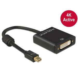 Delock Mini DisplayPort auf DVI Adapter, 4K aktiv, schwarz - DisplayPort-Konverter