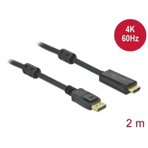 Delock Active DisplayPort 1.2 - Cablu HDMI 4K 60 Hz, 2 metri lungime