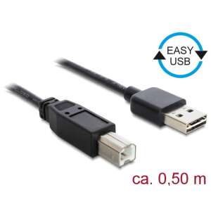Kabel Delock USB A do USB B, 0,5 m, czarny - Kabel