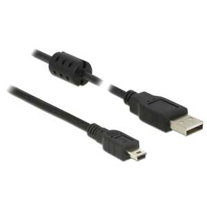 Kábel USB 2.0 Delock so zástrčkou typu A &gt; zástrčkou Mini-B, 1,5 m, čierny - USB káble