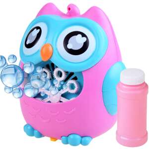 Pink and blue owl shaped bubble blower making bubbles - Bubble Blower