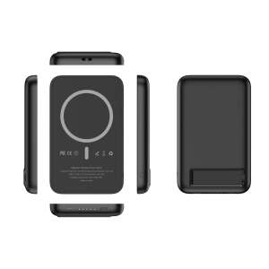 Veger MagOn power bank, fekete, kollázs, amely az elülső, oldalsó és hátsó nézetet mutatja - Veger