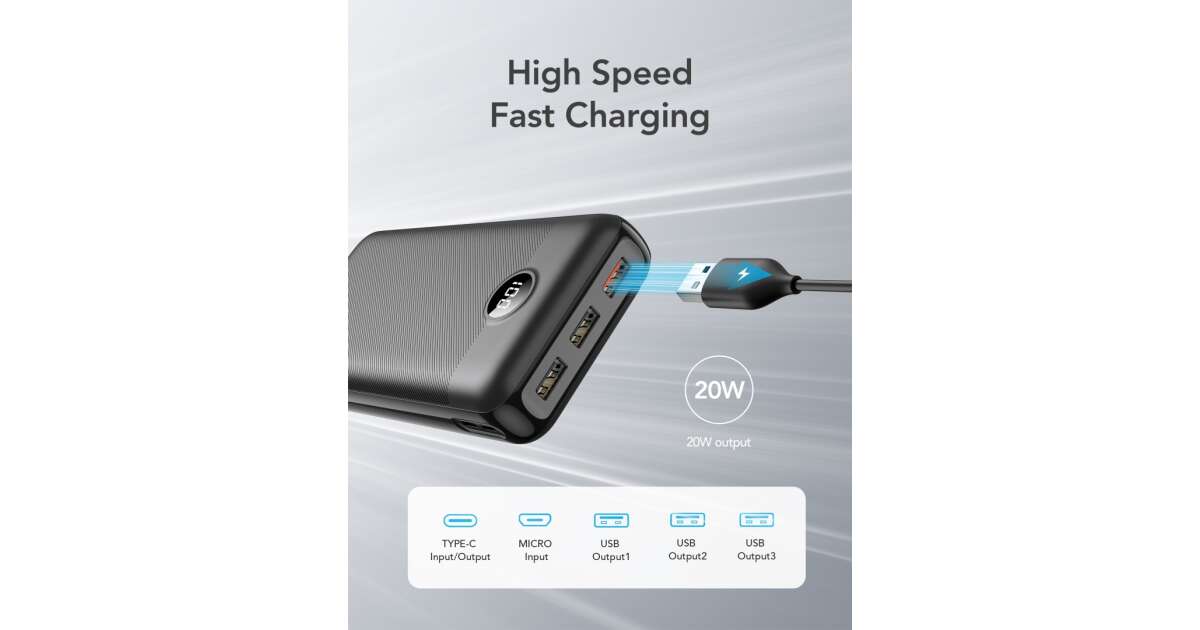 Veger L30 Power Bank 30 000mAh, Fekete