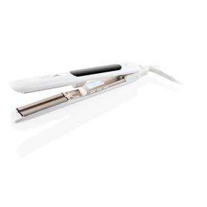 Eta 333790000 steam hair straightener, white, angled view - Hair straightener