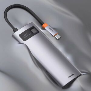 Hub 5w1 Baseus Metal Gleam Series, USB-C für 3x USB 3.0 HDMI USB-C PD 138510490 - Baseus