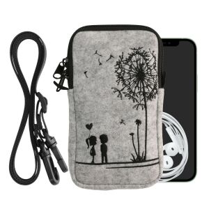 kwmobile Pitypangos Telefontok Táska - felt phone bag with phone and accessories - Kwmobile Phone Case