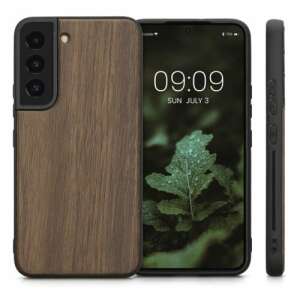 Husă Kwmobile din lemn pentru Samsung Galaxy S22, maro, husă de protecție pentru telefon, vedere din față și din spate - Kwmobile