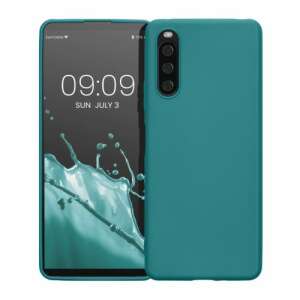 Kwmobile silicone case for Sony Xperia 10 IV phone, green, front and back view - Phone Case