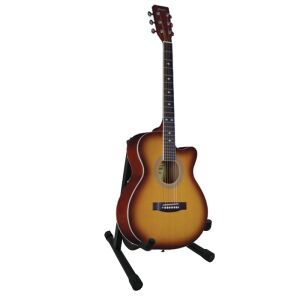 Klassische Gitarre, 95 cm, Holz, beige Farbe auf Gitarrenständer - Musikinstrumente
