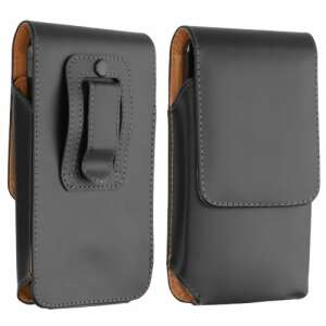 kwmobile schwarzes Leder-Gürtelclip-Handytasche für Smartphones bis 5,5 Zoll - Handyhüllen