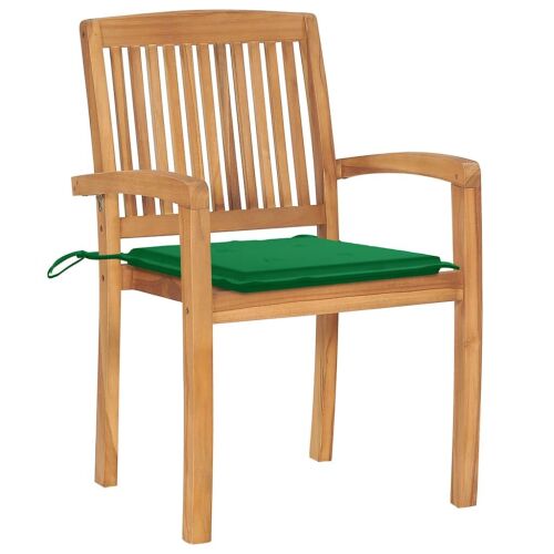 Teakfa Kerti Székek - 6 db - Zöld Párnákkal 183665824 - Kerti bútor