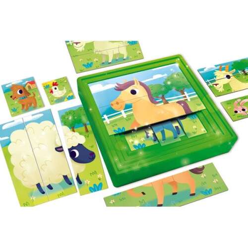 Carotina Baby 8 Puzzle Progressive puzzle cu animale de la fermă, piesă de puzzle cu cal